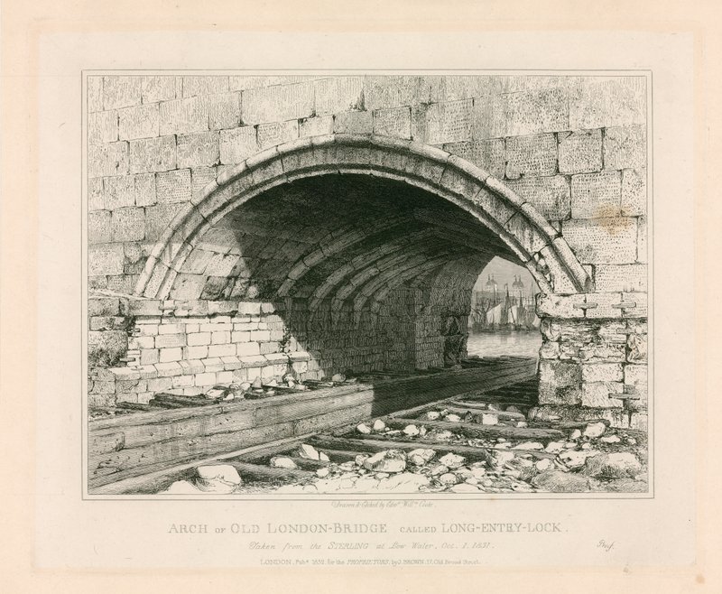 Arch of Old London Bridge, 1831 av Edward William Cooke