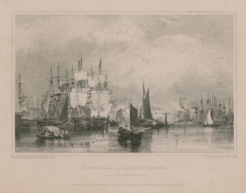 Themsen nära Limehouse: Lower Pool av Edward William Cooke