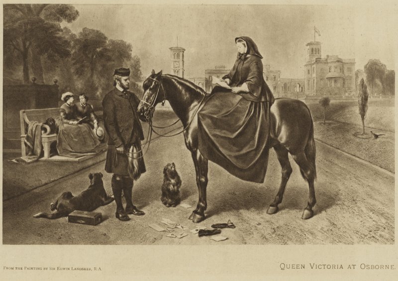 Drottning Victoria sitter på en häst i Osborne av Edwin Landseer