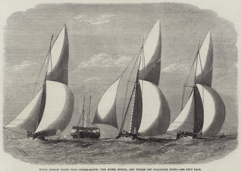 Royal London Yacht Club Cutter-Match, Niobe, Sphinx och Vindex utanför Coalhouse Point av Edwin Weedon