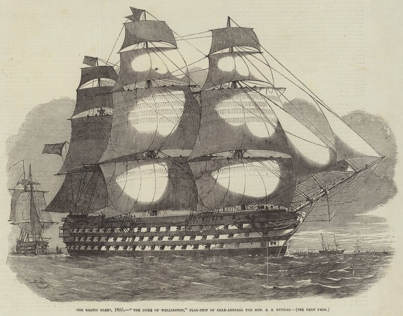 Östersjöflottan, 1855, hertigen av Wellington, konteramiralens flaggskepp den ärade RS Dundas av Edwin Weedon