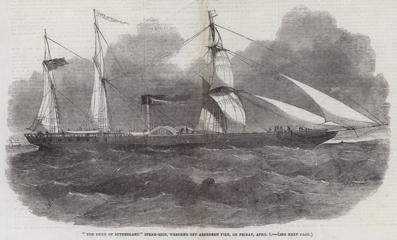 Ångfartyget Duke of Sutherland, som förliste utanför Aberdeen Pier fredagen den 1 april. av Edwin Weedon