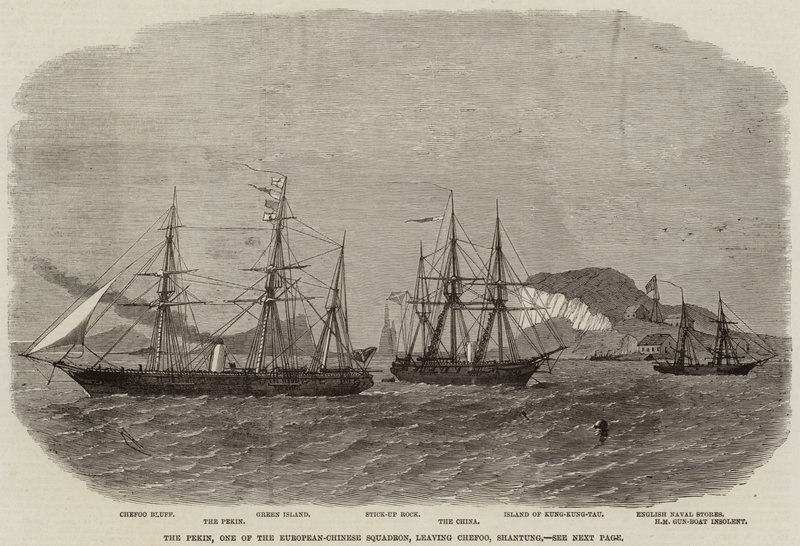 Pekin, en av den europeisk-kinesiska eskadern, lämnar Chefoo, Shantung. av Edwin Weedon