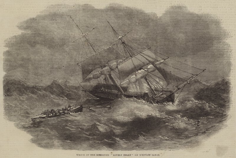 Wreck of the Schooner Lovely Nelly på Whitley Sands av Edwin Weedon