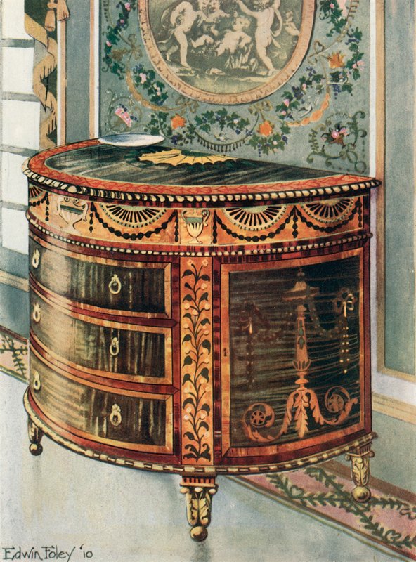 Inlagd Satinwood Commode--Ormolu Mounts av Edwin John Foley