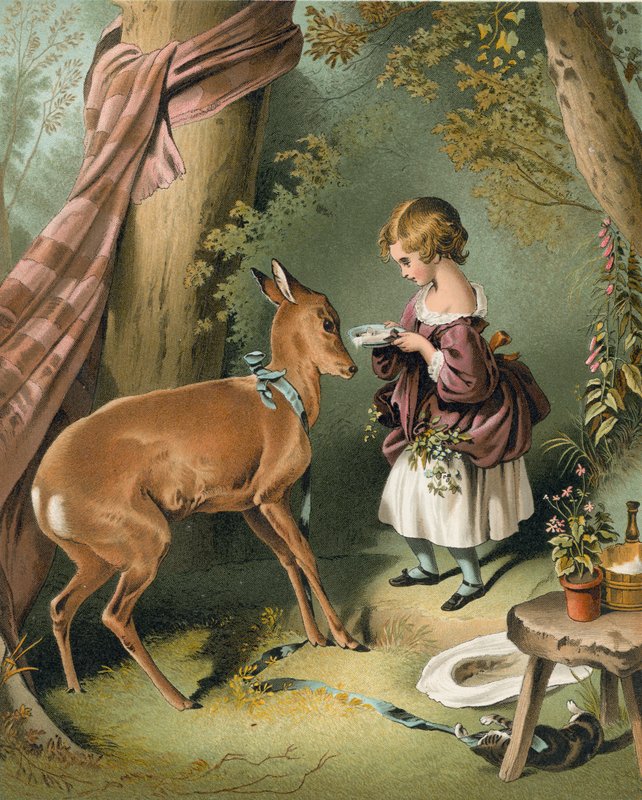 Flicka matar rådjur av Edwin Landseer