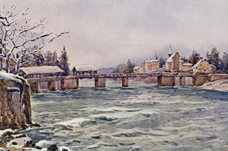 Rhen: Rheinfelden (färglitografi) av Effie Jardine