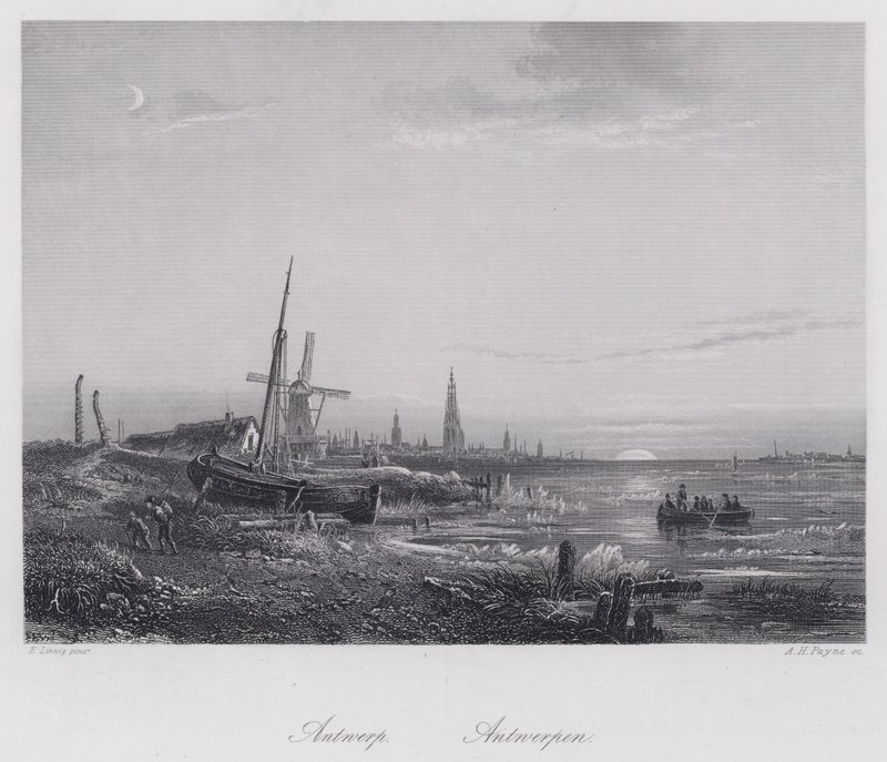 Antwerpen (gravyr) av Egidius Linnig