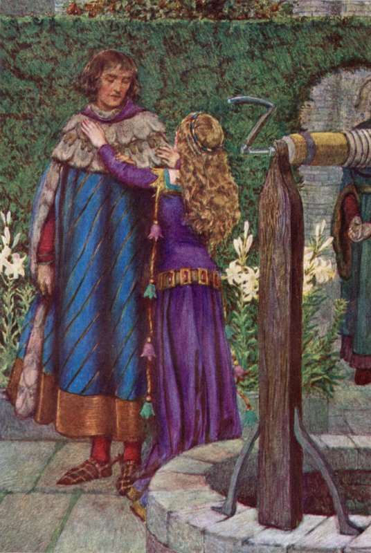 Elaine (färg litho) av Eleanor Fortescue Brickdale