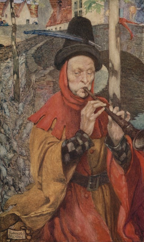 Pied Piper (färg litho) av Eleanor Fortescue Brickdale