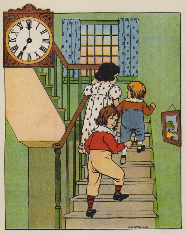 Bed Time (färg litho) av Elise H. Stewart