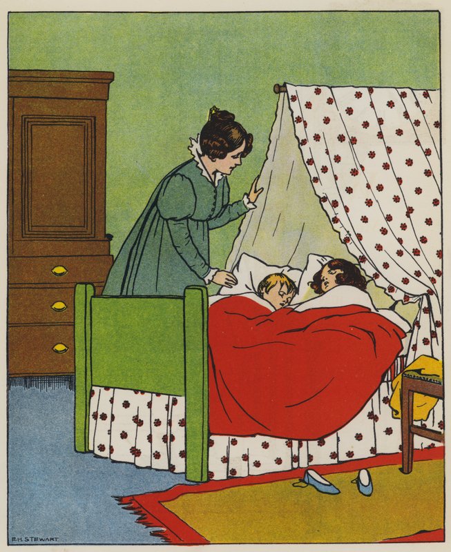 Sovtid (färg litho) av Elise H. Stewart