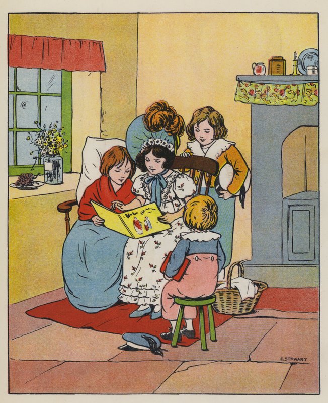 Söndag, Happy Time (färg litho) av Elise H. Stewart