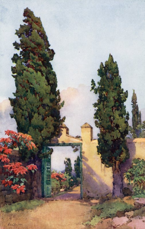 En gammal gateway (färg litho) av Ella Du Cane
