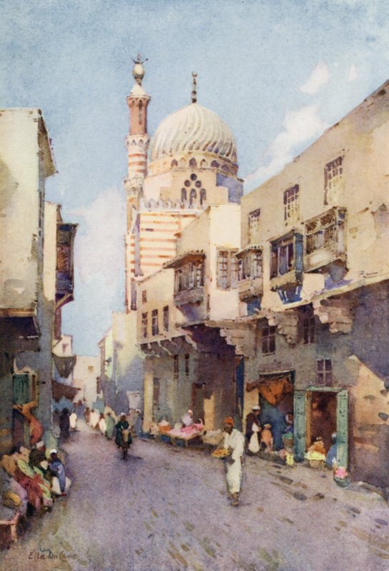 Darb-el-Gamamiz, Kairo (färg litho) av Ella Du Cane
