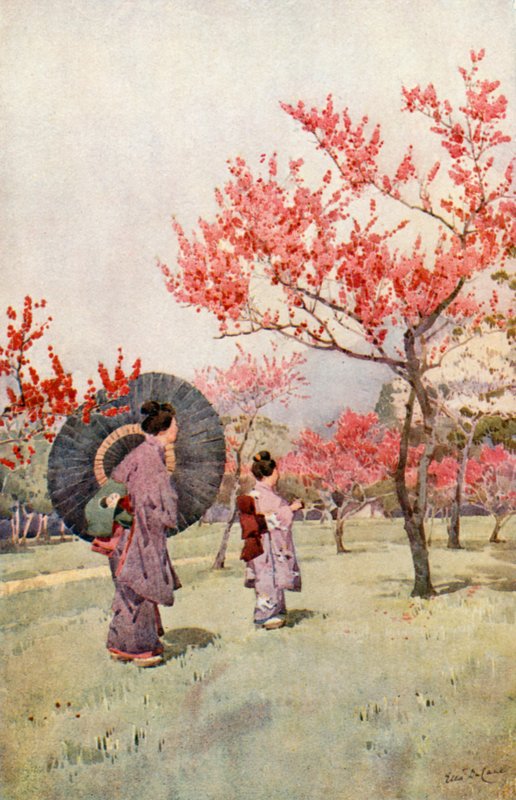 Peach Blossom (färg litho) av Ella Du Cane