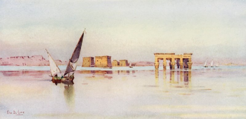 Philae (färg litho) av Ella Du Cane