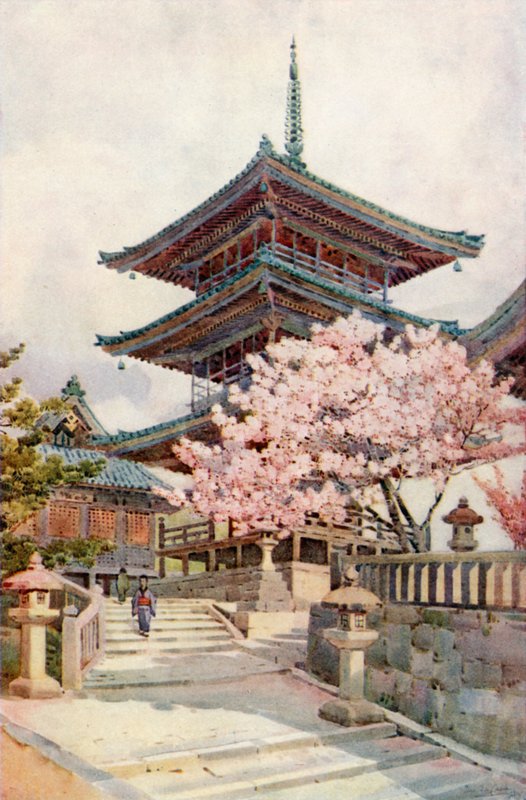 Pagoden, Kyomidzu (färg litho) av Ella Du Cane