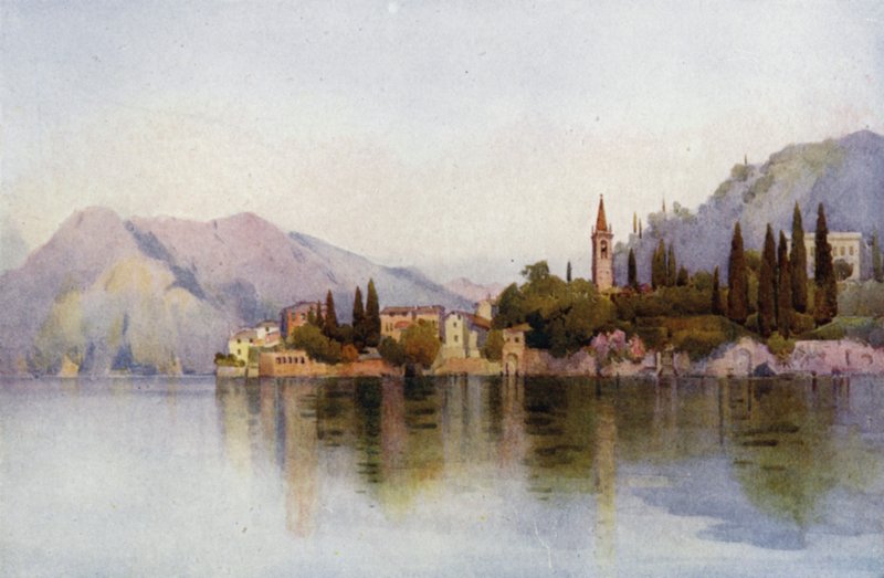 Varenna, Comosjön (färg litho) av Ella Du Cane