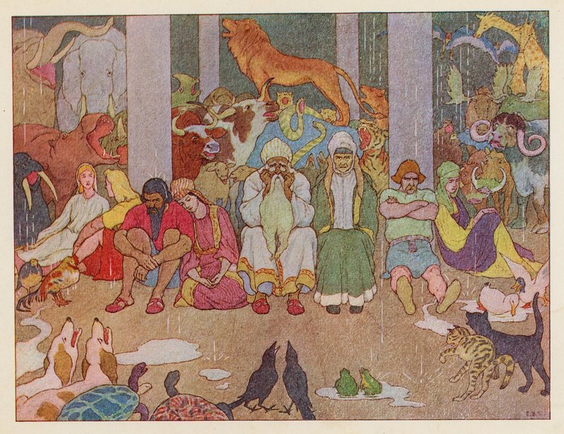 Noaks Ark: Hemlängtan (färglitografi) av Elmer Boyd Smith