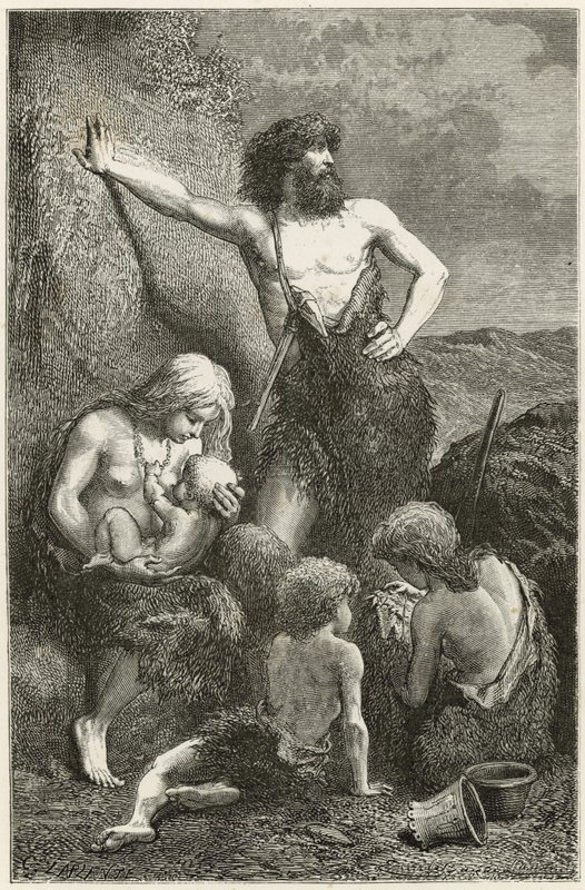 En familj på stenåldern av Emile Antoine Bayard