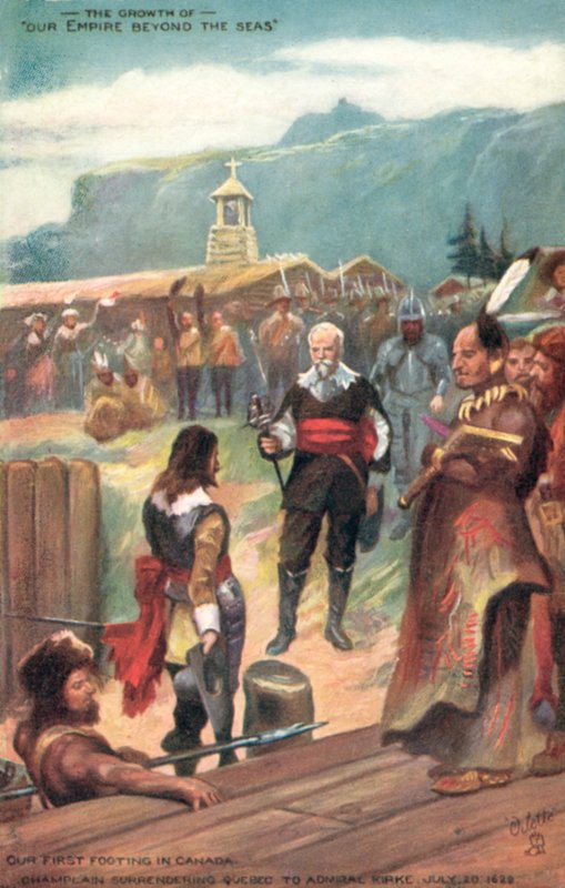 Vår första fot i Kanada, Champlain överlämnade Quebec till amiral Kirke, 20 juli 1620 av English School