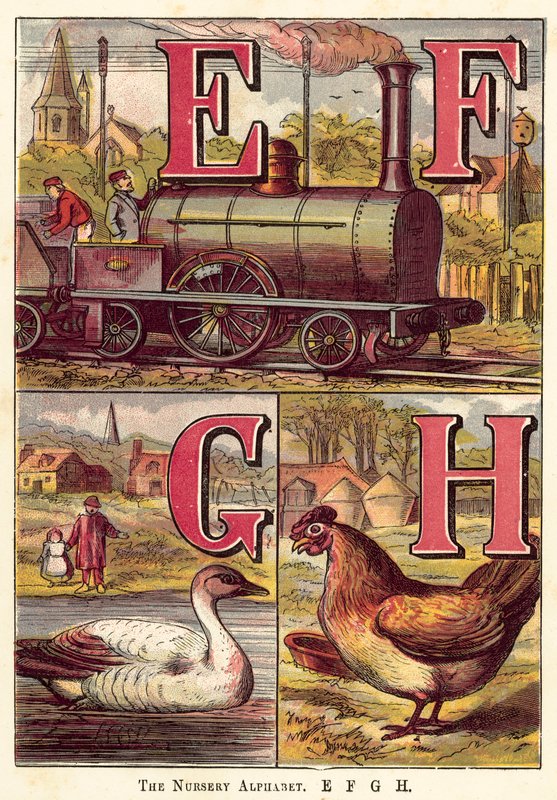 Barnkammarealfabetet, E, F, G, H av English School