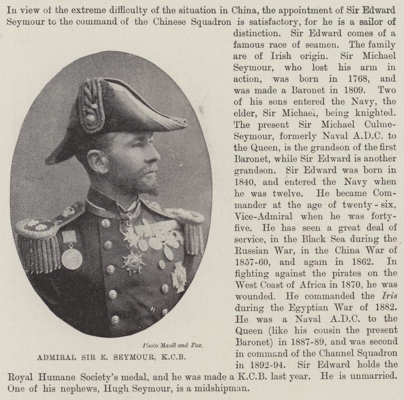 Amiral Sir E Seymour, KCB av English Photographer
