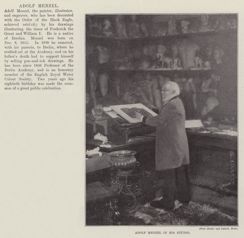 Adolf Menzel i sin studio av English Photographer
