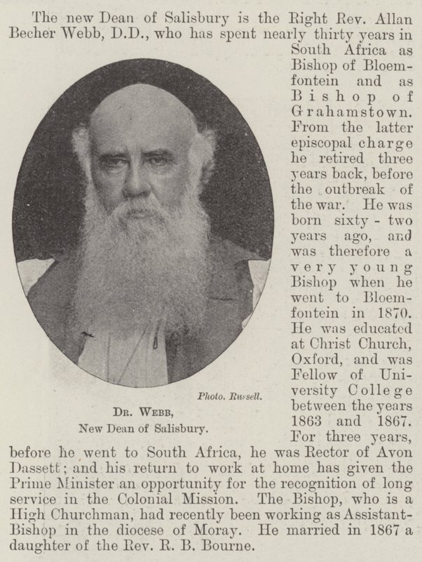 Dr Webb, ny dekanus i Salisbury av English Photographer
