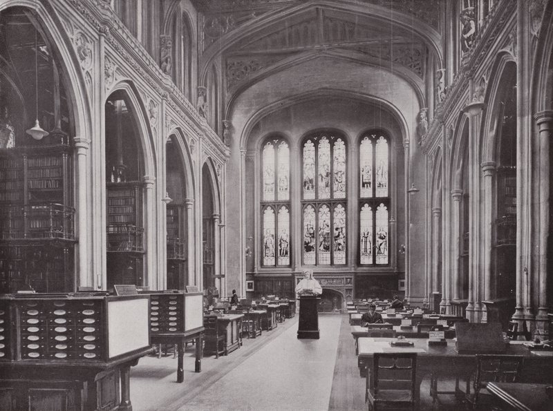Guildhall Library, med byst av Chaucer av English Photographer