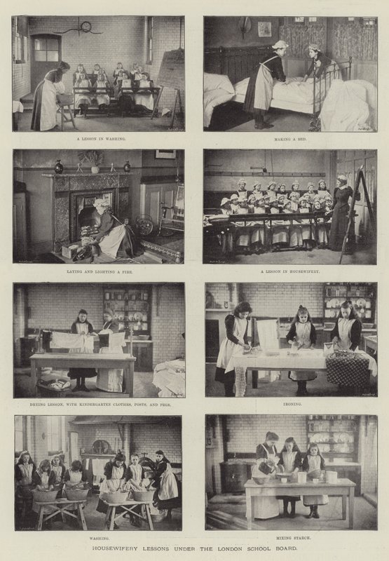 Husmorslektioner under London School Board av English Photographer