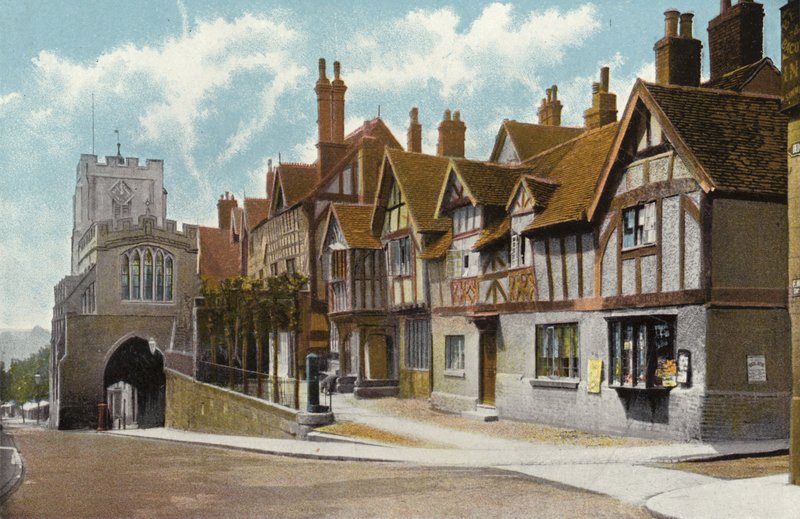 Leycester Hospital och Westgate, Warwick av English Photographer