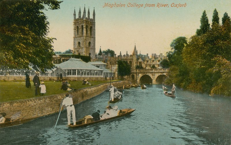 Magdalen College, Oxford, från floden av English Photographer