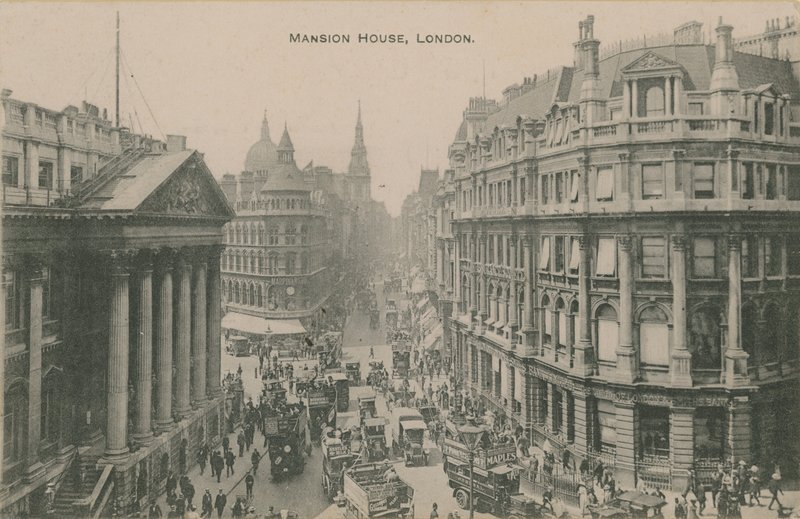 Mansion House, London. Vykort skickat 1913. av English Photographer