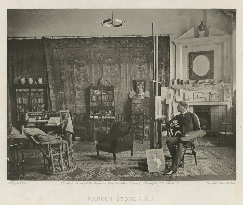 Marcus Stone i sin Melbury Road Studio av English Photographer