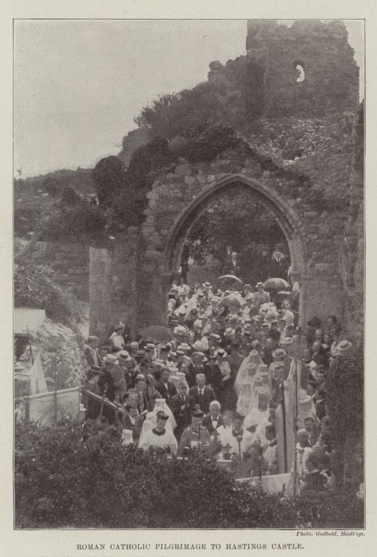 Romersk-katolsk pilgrimsfärd till Hastings Castle av English Photographer