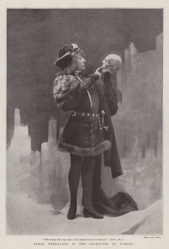 Sarah Bernhardt i karaktären Hamlet av English Photographer