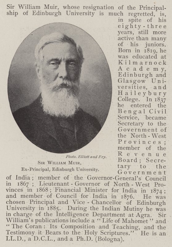 Sir William Muir, före detta rektor, Edinburgh University av English Photographer