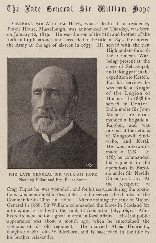 Den avlidne generalen Sir William Hope av English Photographer