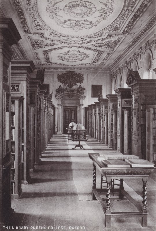 The Library Queens College, Oxford av English Photographer