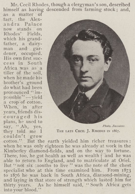 Den bortgångne Cecil J Rhodes 1867 av English Photographer