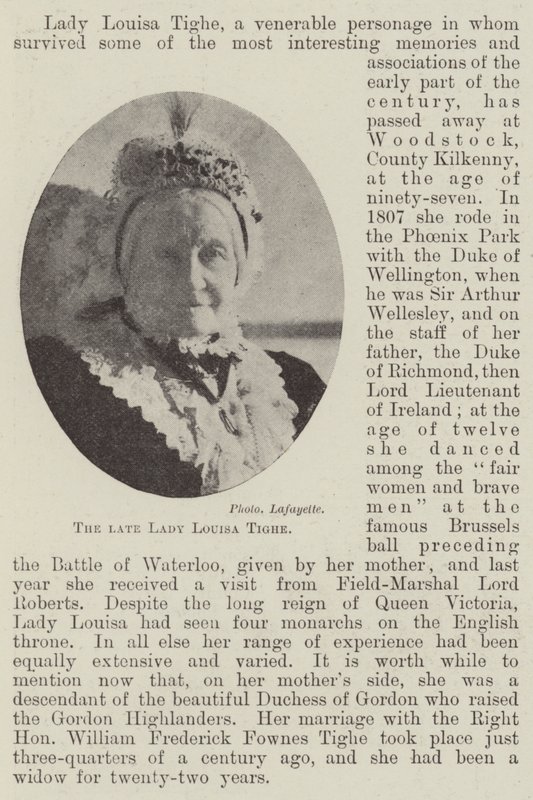 Den framlidna Lady Louisa Tighe av English Photographer