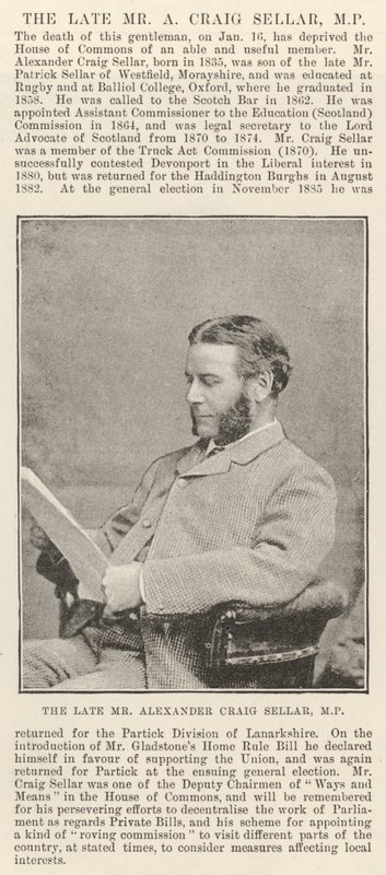 Den avlidne Alexander Craig Seller, MP av English Photographer