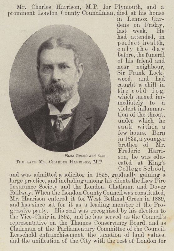 Den framlidne herr Charles Harrison, MP av English Photographer