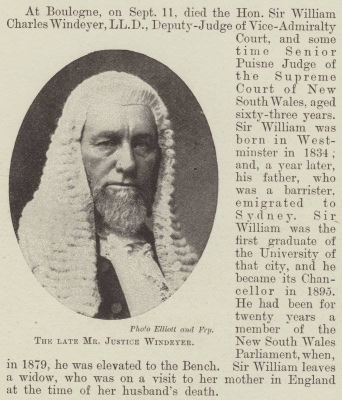 Den bortgångne herr Justice Windeyer av English Photographer
