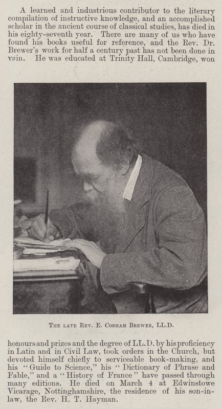 Den framlidne pastor E Cobham Brewer, LLD av English Photographer
