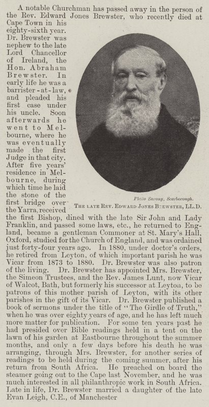Den framlidne pastor Edward Jones Brewster, LLD av English Photographer