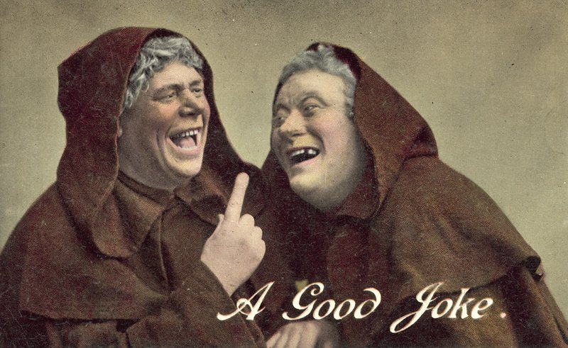 Two Monks, A Good Joke (färgfoto) av English Photographer