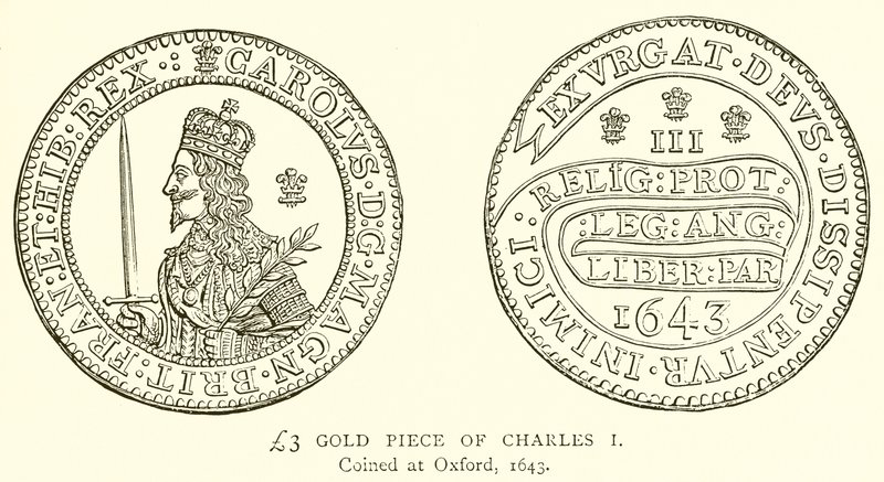 3 £ guldstycke av Charles I av English School
